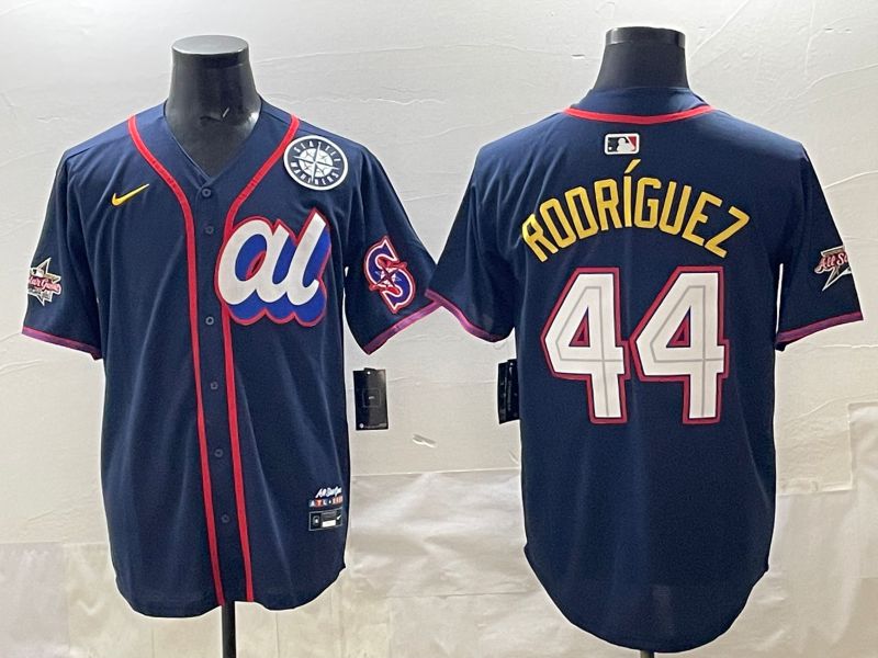 Men 2025 Seattle Mariners #44 Rodriguez dark Blue All star Nike MLB Jersey style 06